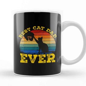Baskı Dükkanı Best Cat Dad Ever Funny Cat Daddy Father Day Vintage 04 Kupa Bardak