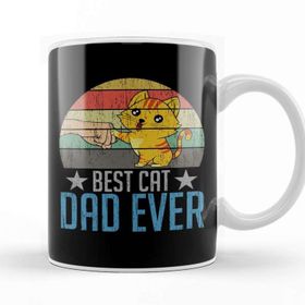 Baskı Dükkanı Best Cat Dad Ever Funny Cat Daddy Father Day Vintage 05 Kupa Bardak