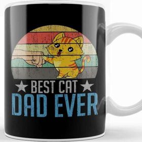 Baskı Dükkanı Best Cat Dad Ever Funny Cat Daddy Father Day Vintage 05 Kupa Bardak