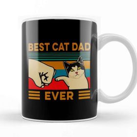 Baskı Dükkanı Best Cat Dad Ever Funny Cat Daddy Father Day Vintage 07 Kupa Bardak