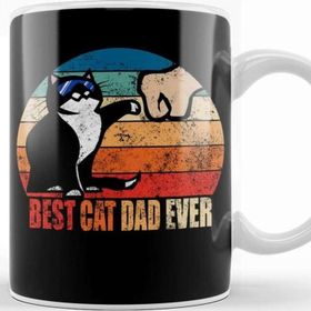 Baskı Dükkanı Best Cat Dad Ever Funny Cat Daddy Father Day Vintage 08 Kupa