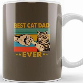 Baskı Dükkanı Best Cat Dad Ever Funny Cat Daddy Father Day Vintage Kupa Bardak