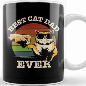 Baskı Dükkanı Best Cat Dad Ever Funny Cat Daddy Father Day Vintage Kupa Bardak