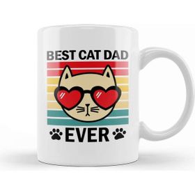 Baskı Dükkanı Best Cat Dad Ever Retro Design For Cats Lover Dads Aşk Kedi Kupa Bardak