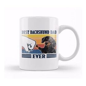 Baskı Dükkanı Best Dachshund Dad Ever Vintage Father Day Köpek Kupa Bardak