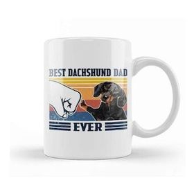 Baskı Dükkanı Best Dachshund Dad Ever Vintage Father Day Köpek Kupa Bardak