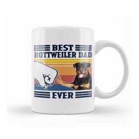 Baskı Dükkanı Best Rottweiler Dad Ever Vintage Father Day Köpek Porselen Kupa