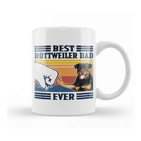 Baskı Dükkanı Best Rottweiler Dad Ever Vintage Father Day Köpek Porselen Kupa
