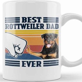 Baskı Dükkanı Best Rottweiler Dad Ever Vintage Father Day Köpek Porselen Kupa