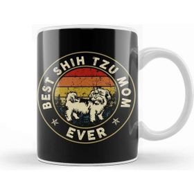 Baskı Dükkanı Best Shih Tzu Mom Ever Vintage Gift Puppy Mom Kupa Bardak