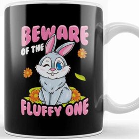 Baskı Dükkanı Beware of the Fluffy One Adorable Bunny Rabbit Kupa