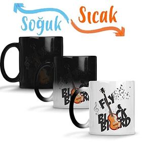 Baskı Dükkanı Bird Music Müzik Gitar Sihirli Porselen Kupa
