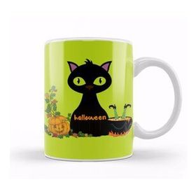 Baskı Dükkanı Black Cat Happy Halloween 2021 Kupa