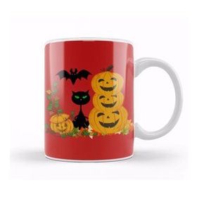 Baskı Dükkanı Black Cat Happy Halloween 2021 Kupa