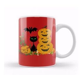 Baskı Dükkanı Black Cat Happy Halloween 2021 Kupa