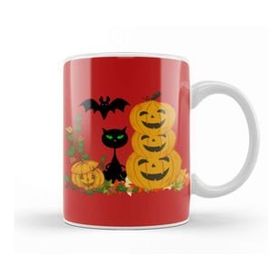 Baskı Dükkanı Black Cat Happy Halloween 2021 Kupa