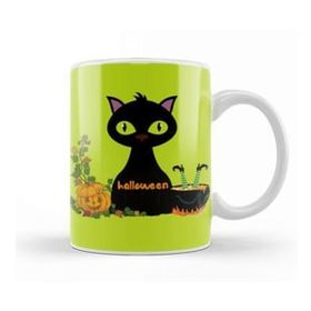 Baskı Dükkanı Black Cat Happy Halloween 2021 Kupa