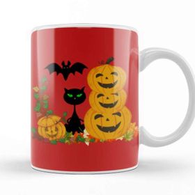 Baskı Dükkanı Black Cat Happy Halloween 2021 Kupa