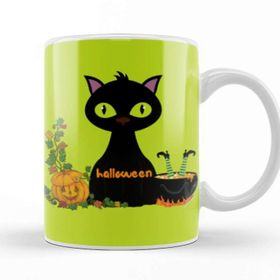 Baskı Dükkanı Black Cat Happy Halloween 2021 Kupa
