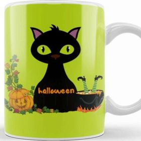 Baskı Dükkanı Black Cat Happy Halloween 2021 Kupa