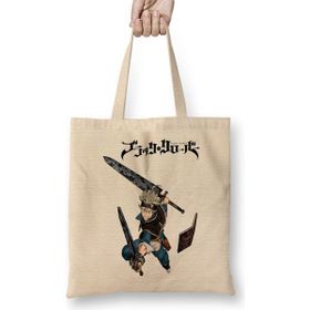 Baskı Dükkanı Black Clover Anime Bez Uzun Saplı Krem Rengi Çanta