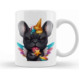 Baskı Dükkanı Black French Bulldog Ice Cream Unicorn Kupa