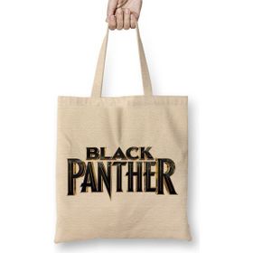 Baskı Dükkanı Black Panther 03 Bez Uzun Saplı Krem Rengi Çanta