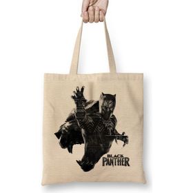 Baskı Dükkanı Black Panther Bez Uzun Saplı Krem Rengi Çanta