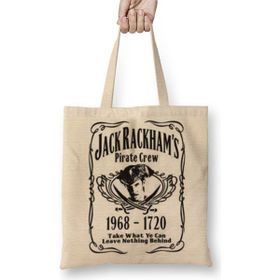 Baskı Dükkanı Black Sails Jack Rackhams Bez Uzun Saplı Krem Rengi Çanta