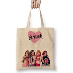 Baskı Dükkanı Blackpink 003 Bez Uzun Saplı Krem Rengi Çanta