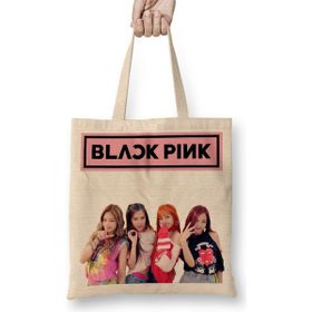 Baskı Dükkanı Blackpink 004 Bez Uzun Saplı Krem Rengi Çanta