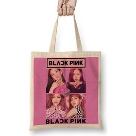 Baskı Dükkanı Blackpink 008 Bez Uzun Saplı Krem Rengi Çanta