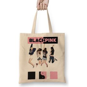 Baskı Dükkanı Blackpink Bez Uzun Saplı Krem Rengi Çanta