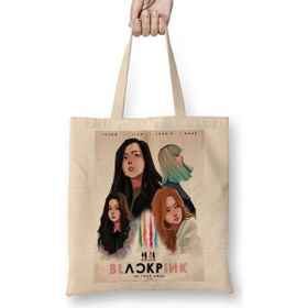 Baskı Dükkanı Blackpink Bez Uzun Saplı Krem Rengi Çanta