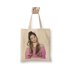 Baskı Dükkanı Blackpink Jennie 03 Bez Uzun Saplı Krem Rengi Çanta