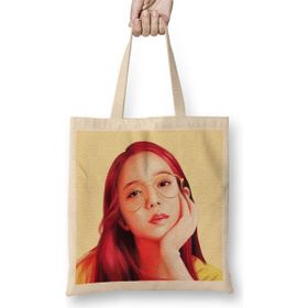 Baskı Dükkanı Blackpink Jisoo Bez Uzun Saplı Krem Rengi Çanta