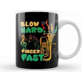 Baskı Dükkanı Blow Hard Finger Fast Funny Saxophone Musician Pun Kupa