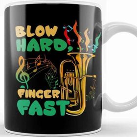 Baskı Dükkanı Blow Hard Finger Fast Funny Saxophone Musician Pun Kupa