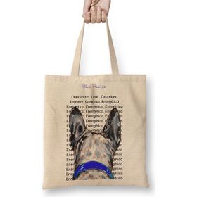 Baskı Dükkanı Blue Heeler Pug Köpek Bez Uzun Saplı Krem Rengi Çanta