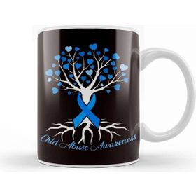 Baskı Dükkanı Blue Ribbon Tree Heart Child Abuse Prevention Month Support Kupa