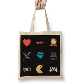 Baskı Dükkanı Blusa Gamer 002 Bez Uzun Saplı Krem Rengi Çanta