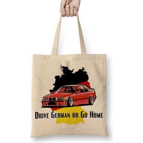Baskı Dükkanı Bmw Drive German Or Go Home Stanced Out E36 Red Bez Uzun Saplı Krem Rengi Çanta