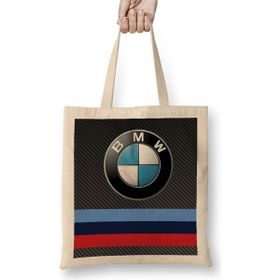 Baskı Dükkanı Bmw M Power Carbon Bez Uzun Saplı Krem Rengi Çanta