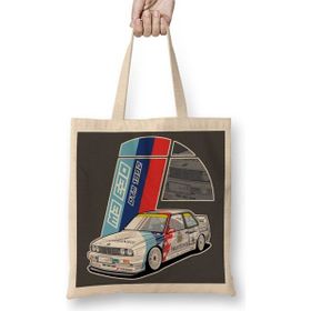 Baskı Dükkanı Bmw M3 E30 Dtm Bez Uzun Saplı Krem Rengi Çanta