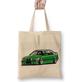 Baskı Dükkanı Bmw Stanced Out E36 Bez Uzun Saplı Krem Rengi Çanta