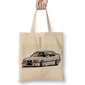 Baskı Dükkanı Bmw Stanced Out E36 Gray Bez Uzun Saplı Krem Rengi Çanta