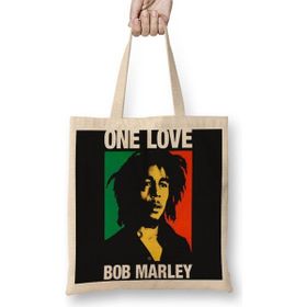 Baskı Dükkanı Bob Marley 002 Bez Uzun Saplı Krem Rengi Çanta