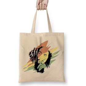 Baskı Dükkanı Bob Marley 02 Bez Uzun Saplı Krem Rengi Çanta