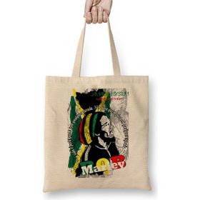 Baskı Dükkanı Bob Marley Bez Uzun Saplı Krem Rengi Çanta