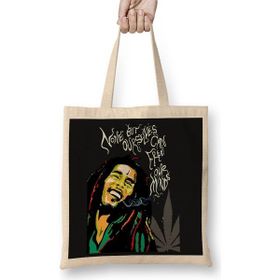 Baskı Dükkanı Bob Marley Frase Bez Uzun Saplı Krem Rengi Çanta